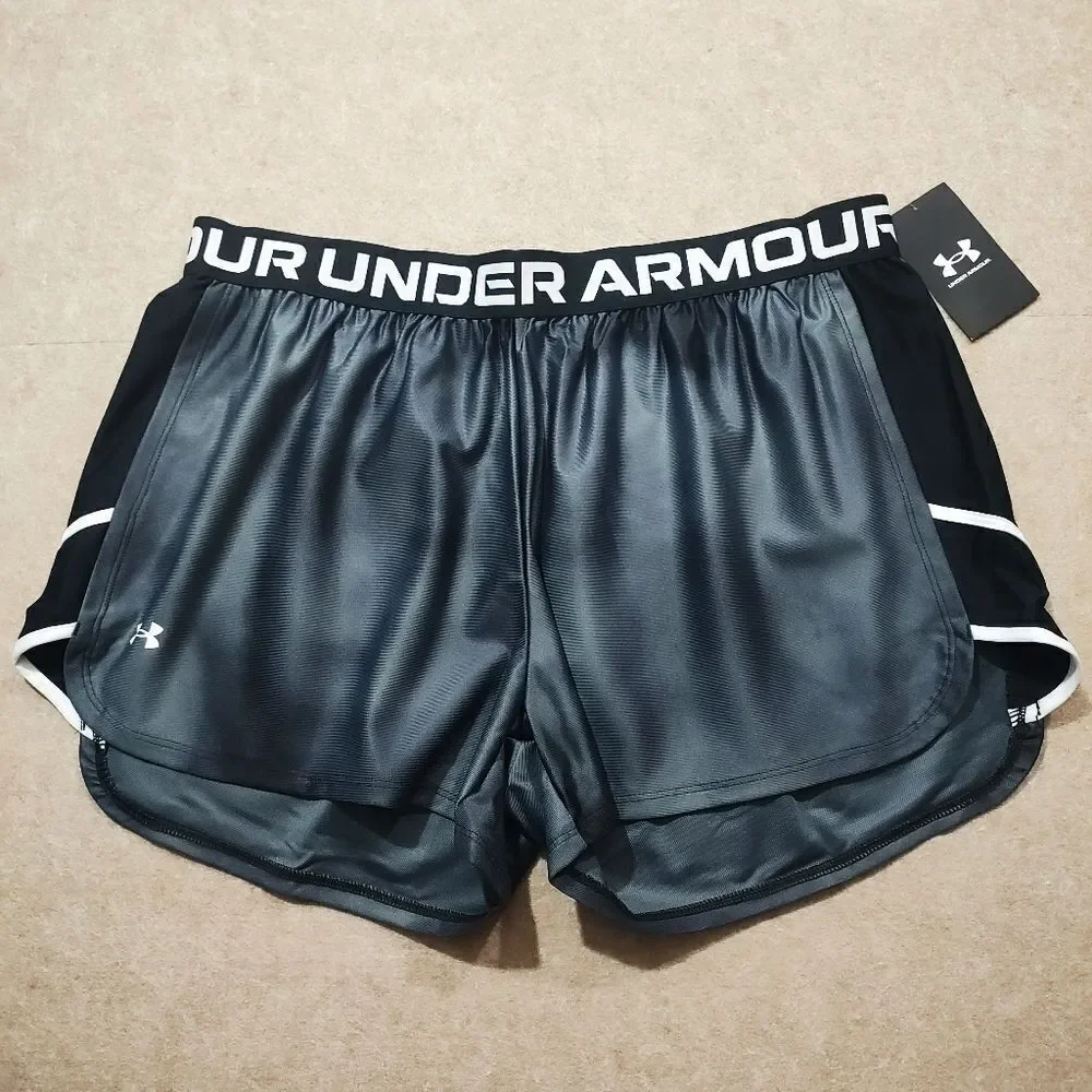 Under Armour 2.0 Black Athletic Shorts Moisture-Wicking Performance -H